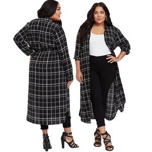 Torrid 4x Plaid Crepe Kimono Trench